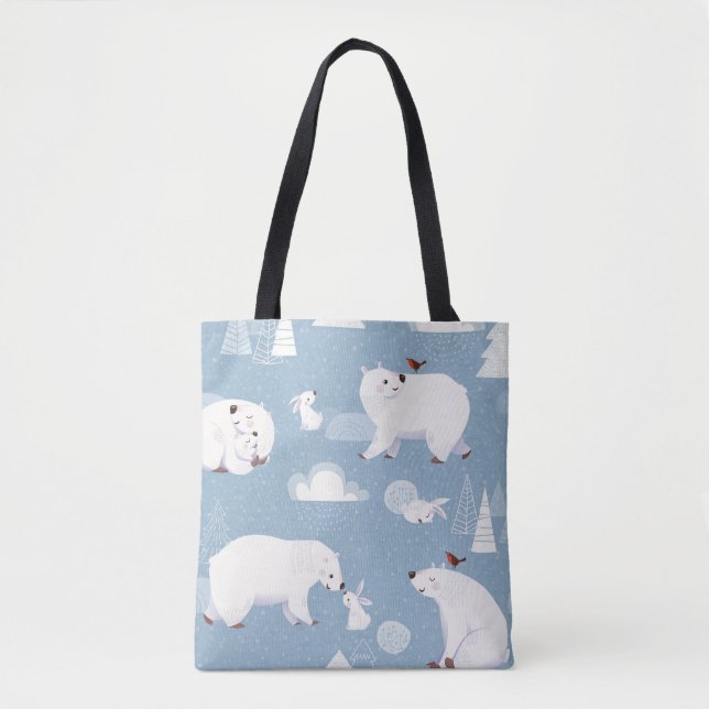 Tote Bag Ours polaires Hiver Vintage (Devant)