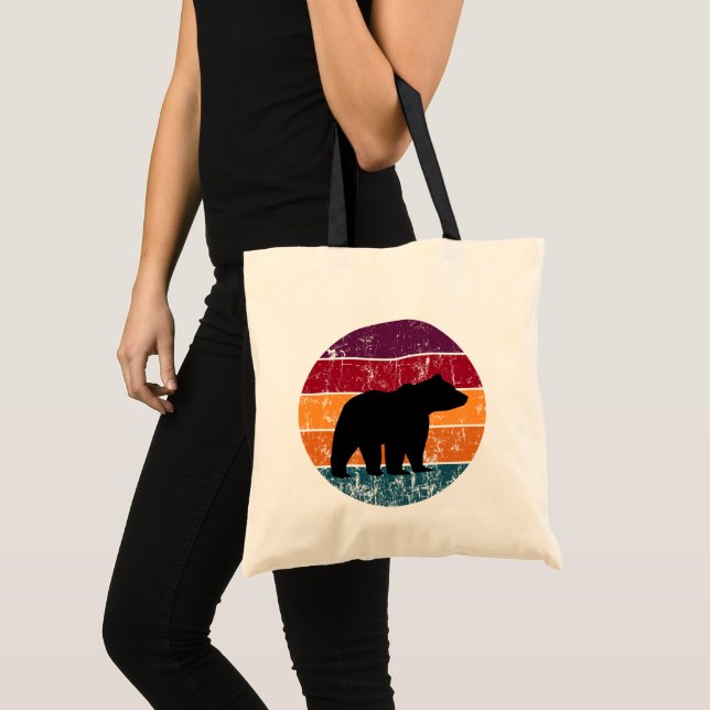 Tote Bag Ours Silhouette Retro Arc-en-ciel Wild Libre (Devant (produit))