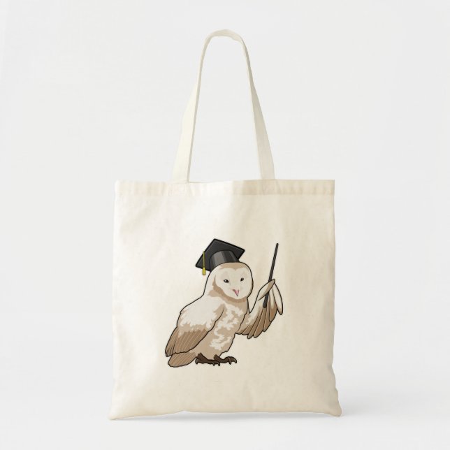 Tote Bag Owl as Teacher with Pointer (Devant)