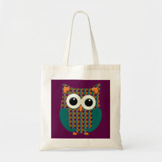 Tote Bag Owl floral coloré sur fond violet