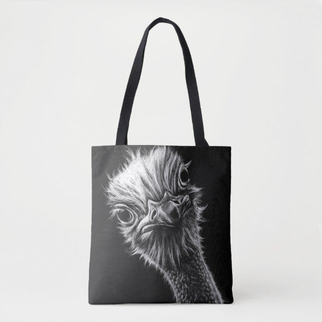 Tote Bag Ozzie Ostrich noir et blanc (Devant)