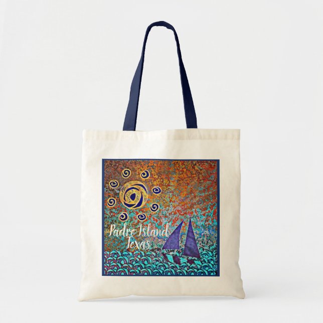 Tote Bag Padre Island Texas Sailboat et Sun (Devant)