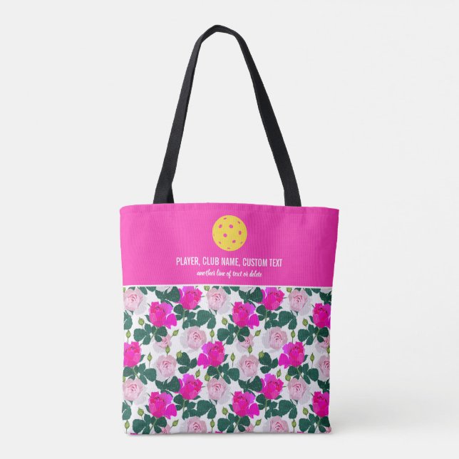 Tote Bag Pagaie de Pickleball Personnalisé Rose Rose Rose F (Dos)