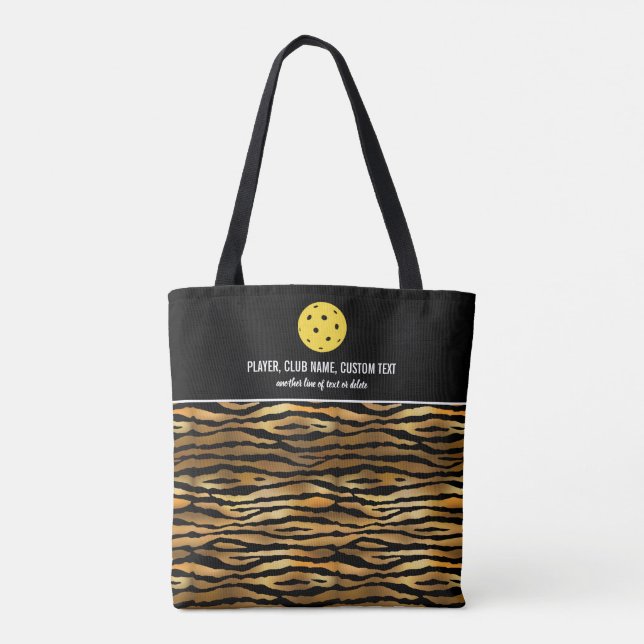 Tote Bag Pagaie de Pickleball Personnalisée avec Tigre d'Or (Dos)