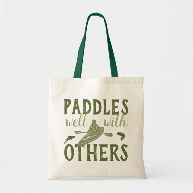 Tote Bag Pagaies Bien Avec D'Autres Sage Green Kayak (Devant)