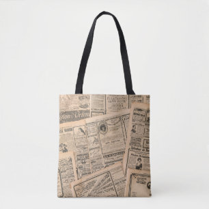 Tote Bag Pages de journaux avec publicité antique. Vintage 