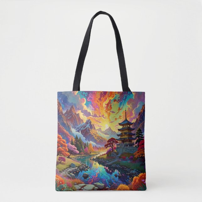Tote Bag Pagoda and Coloured Landscape (Devant)
