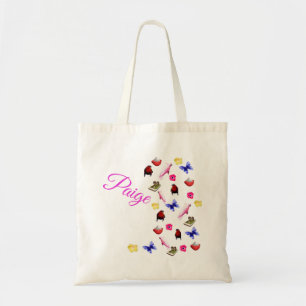 Tote Bag Paige, Nom Avec Lapins, Perroquets, Papillons,