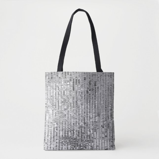 Tote Bag Paillettes d'argent, arrière - plan glamour sans s (Devant)