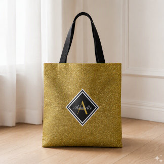 Tote Bag Paillettes dorées monogrammées