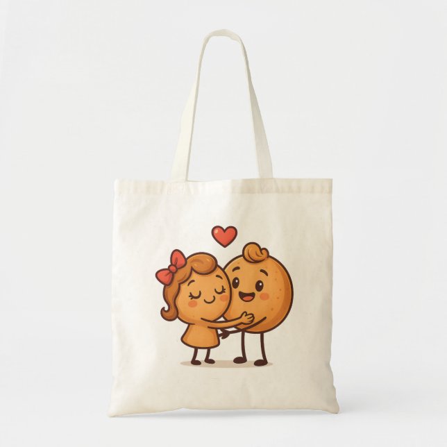 Tote Bag Pain d'amour - Design de dessin animé mignon et un (Devant)