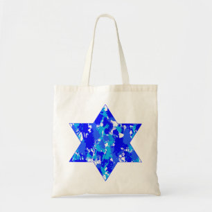 Tote Bag Paint Splatter bleu étoile juive