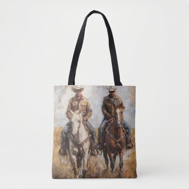 Tote Bag Paire de cow-boys à cheval (Devant)