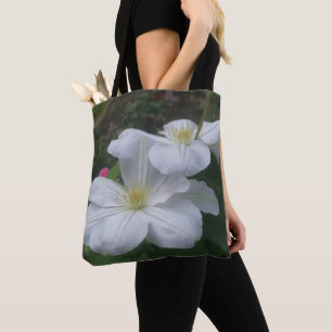 Tote Bag Paire de fleurs Clematis blanches douces
