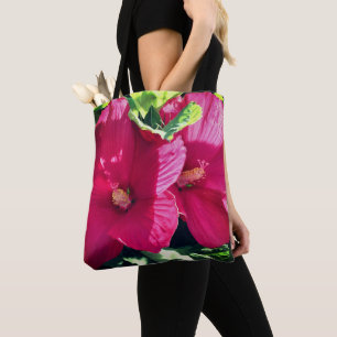 Tote Bag Paire de fleurs rouge Hibiscus gros