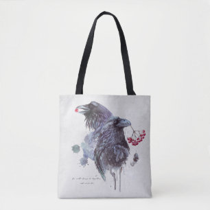 Tote Bag Paire de Ravens Abstraits éclaboussures d'aquarel