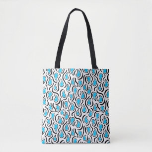Tote Bag Paisley Abstrait 230523 - Sky Blue, B&W