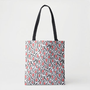 Tote Bag Paisley Abstrait 230523 - Tropical Pink, B&W