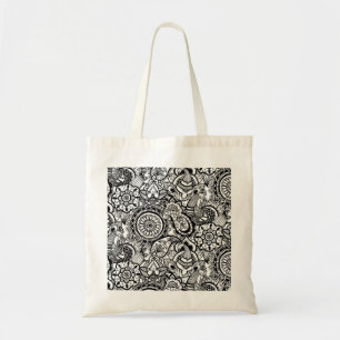 Tote Bag Paisley floral noir