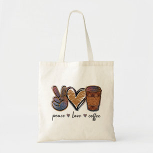 Tote Bag Paix, Amour, Café