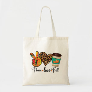 Tote Bag Paix, Amour, Chute Leopard Citrouille Épice Latte