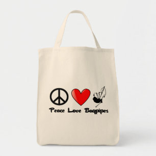 Tote Bag Paix, amour, cornemuses