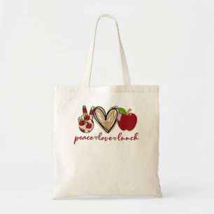 Tote Bag Paix Amour Déjeuner Filles Drôle Déjeuner Dons Dam