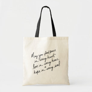 Tote Bag Paix Amour & Espoir Écrits à la Main