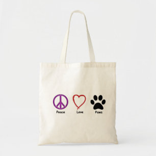 Tote Bag Paix, amour, pattes. Il est tout ce qu'un amant