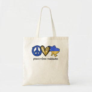 Tote Bag Paix, Amour, Ukraine drapeau ukrainien Je me tiens