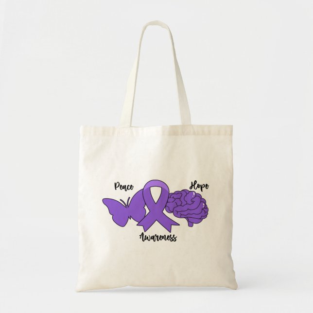Tote Bag PAIX ESPOIR SENSIBILISATION PLEINE Cerveau au ruba (Devant)
