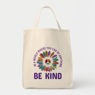 Tote Bag Paix et Amour Hippie Bohème Sois Gentil