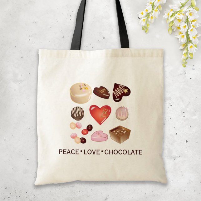 Tote Bag Paix personnalisée Amour Chocolat Coeur de bonbons (Créateur téléchargé)