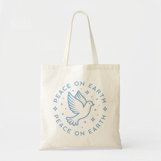 Tote Bag Paix sur la terre colombe bleu esthétique christia (Devant)