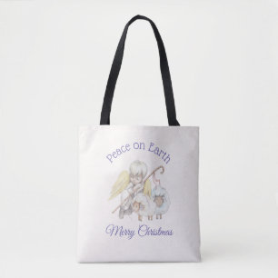 Tote Bag Paix sur Terre Pasteur Ange avec Agneaux