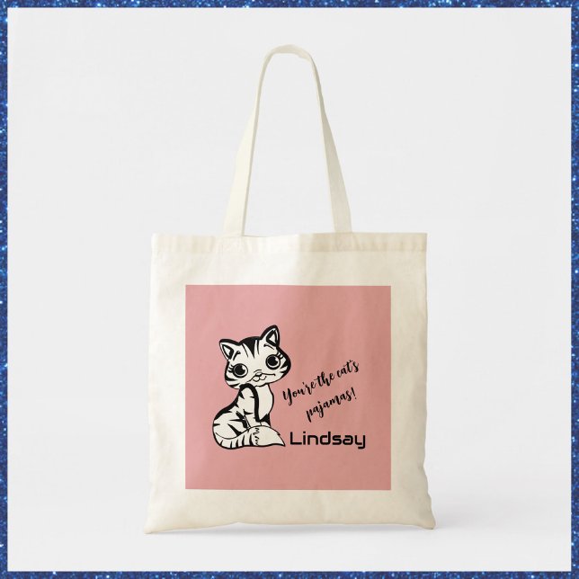 Tote Bag Pajamas de chats mignons et roses (Créateur téléchargé)