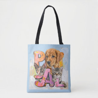 Tote Bag Pal Dog and Cats Plus Personalize Name