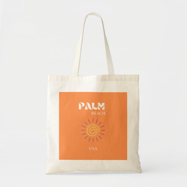 Tote Bag Palm Beach, Art Voyage, Preppy, Orange (Devant)
