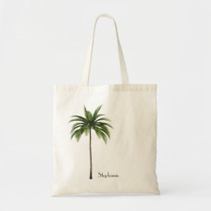 Tote Bag Palm Tree Beach Tropical Custom Name Word Option