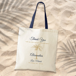 Tote Bag Palmier d'or de la Marine tropicale Merci d'annive