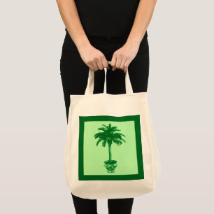 Tote Bag Palmier pointillé - émeraude et vert clair