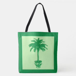 Tote Bag Palmier pointillé - émeraude et vert clair