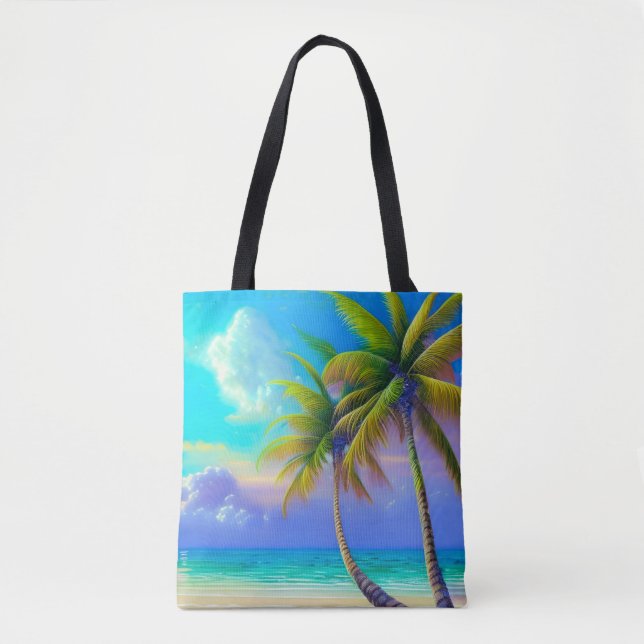 Tote Bag Palmiers à la tombée de nuit Tropical (Devant)