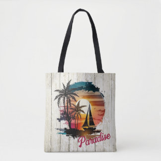 Tote Bag Palmiers à voile Tropical Rose Sunset