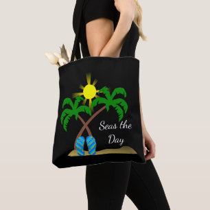 Tote Bag Palmiers de plage et tongs