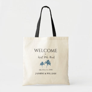 Tote Bag Palmiers modernes Destination Mariage Bienvenue