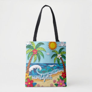 Tote Bag Palmiers sur la plage Personnalisé