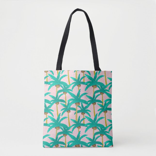 Tote Bag Palmiers tropicaux : Motif d'été d'aquarelle (Devant)