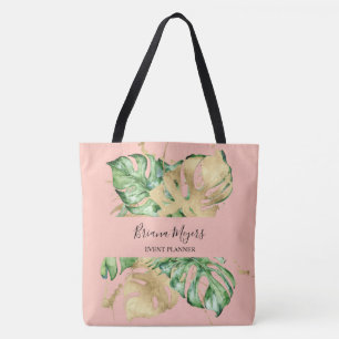 Tote Bag Palmiers verdoyants Feuilles Peach Gold Tropical