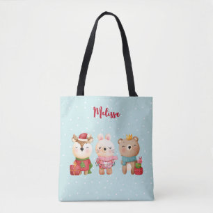 Tote Bag Pals de Noël - Rennes, Ours et Lapin